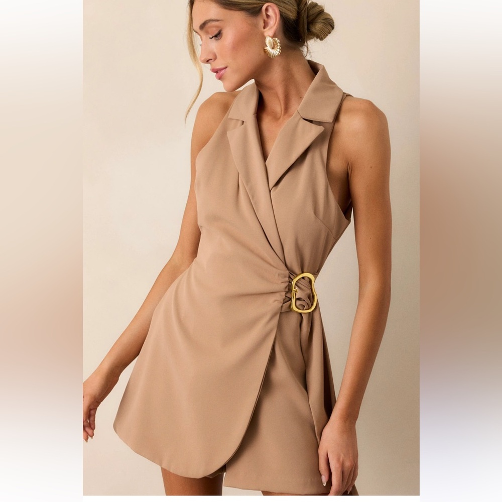 NWOT River Island Wrap Blazer Playsuit in Stone